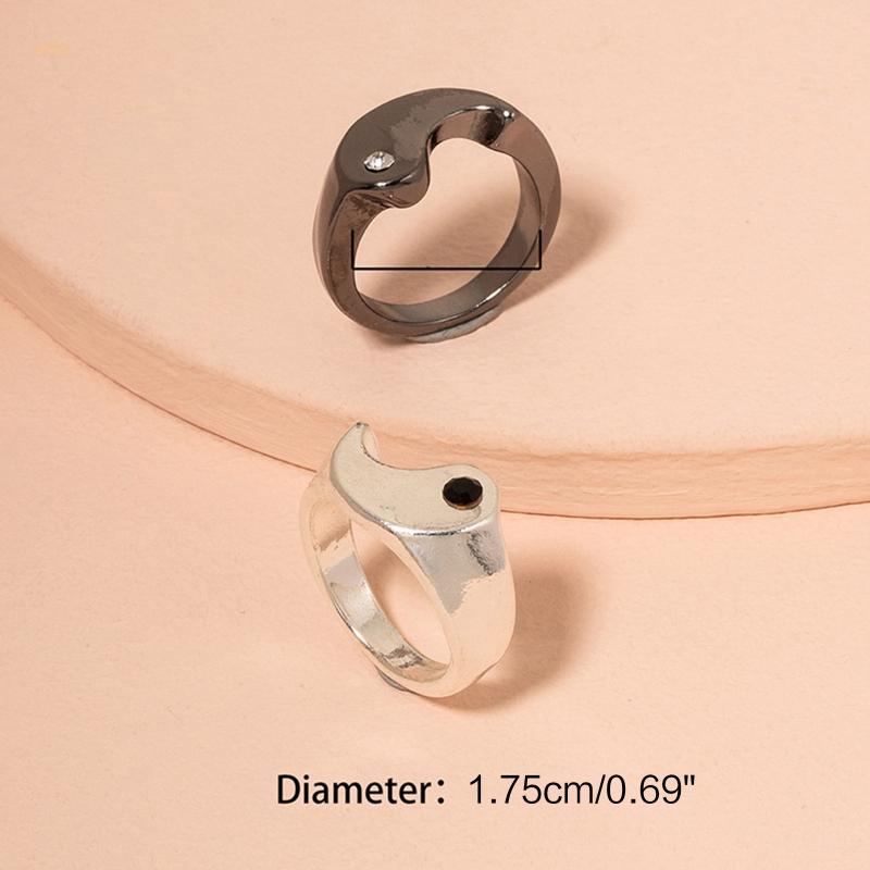 Bộ 2 Nhẫn Âm Dương Thiết Kế Ấn Tượng