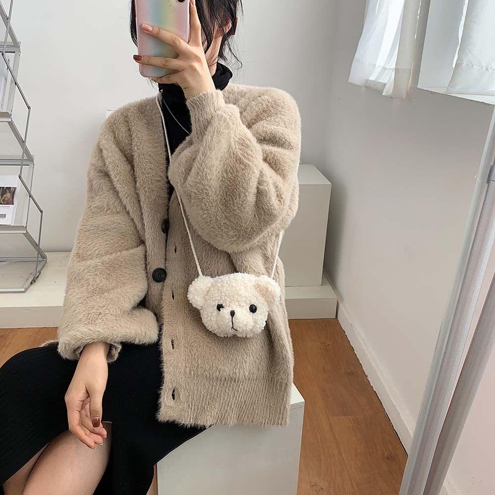 Túi Đeo Chéo Mini Hình Gấu Hoạt Hình Dễ Thương Cho Bé Gái