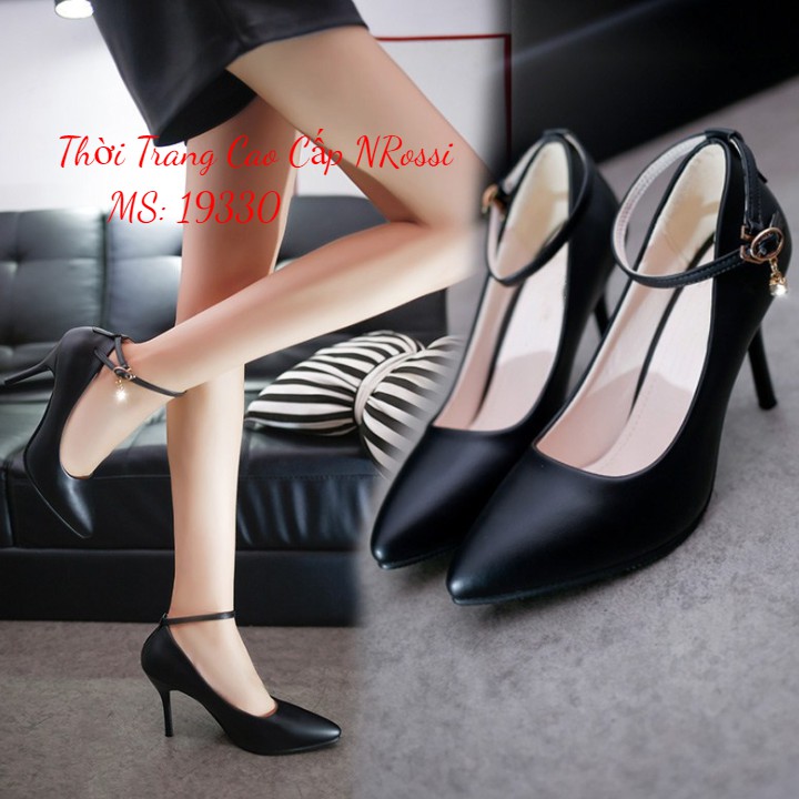 ❤FREESHIP❤ Giày nữ big size ,Giày cao gót công sở có quai cổ size ngoại cỡ 7 phân bít mũi size 40 đến 43 Nrossi