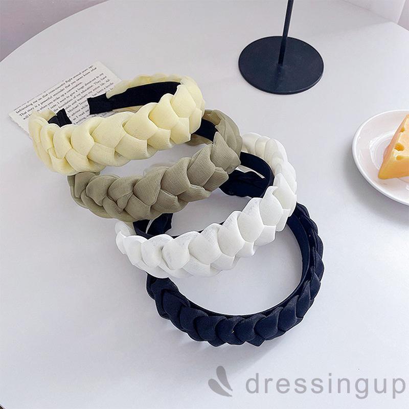 Băng đô cài tóc bản rộng màu trơn thắt nút thời trang dành cho nữ