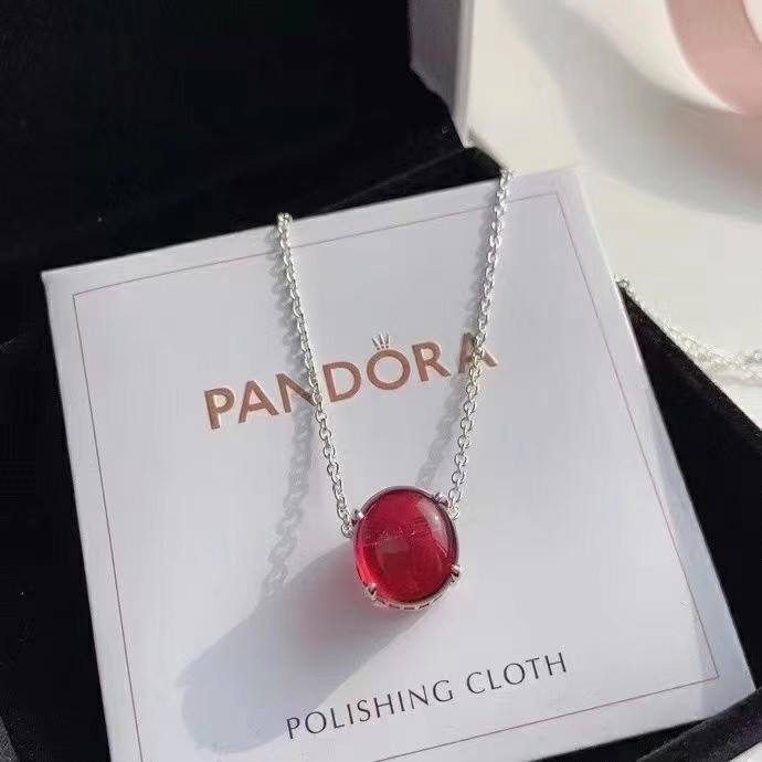 Pandora Dây Chuyền Mạ Bạc 925 Đính Đá Quý Sang Trọng