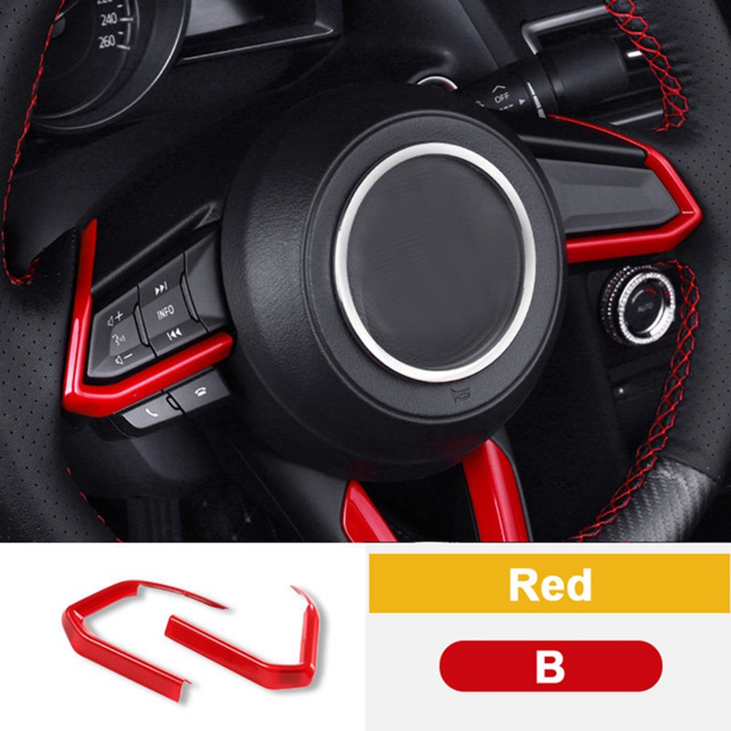 Bộ 3 Khung Viền Nút Điều Khiển Vô Lăng Bằng ABS Màu Đỏ Cho Mazda 3 Mazda 6 CX-4 CX-5 CX-9 2016-2019
