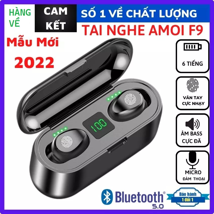 Tai Nghe Bluetooth True Wireless F9 PRO Bluetooth 5.1 | Bản Quốc Tế | Cảm Ứng | Chống Nước(Loại mới)