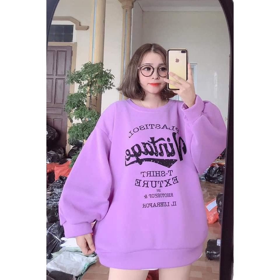 Áo nỉ Vintage vảy sơn tím(ảnh thật mẫu mặc) | BigBuy360 - bigbuy360.vn