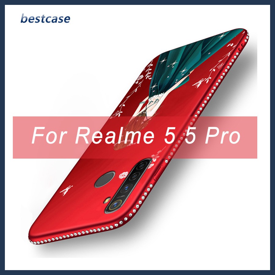 Ốp điện thoại mềm chống rơi vỡ đính đá cho OPPO Realme 5 5 Pro