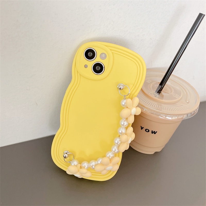 Ốp Điện Thoại TPU Silicon Mềm Họa Tiết Gợn Sóng Phối Chuỗi Hạt Gồm 5 Màu Cho iPhone 13 12 11 Pro Max X Xs Max XR