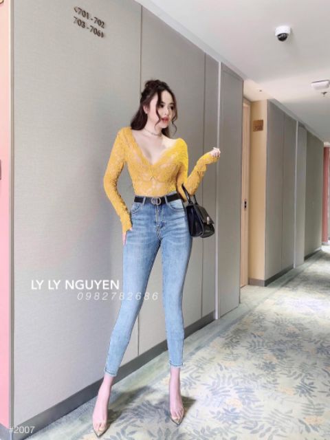 Quần jean xanh xước