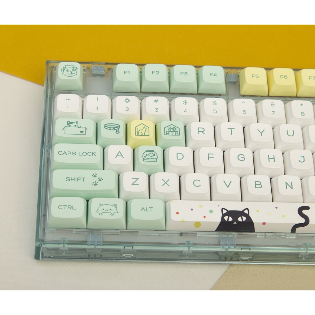 Mèo kỳ lạ Keycap XDA Hồ sơ Động vật dễ thương Mèo phô mai 131 Phím PBT DYE SUB Bàn phím cơ Keycaps