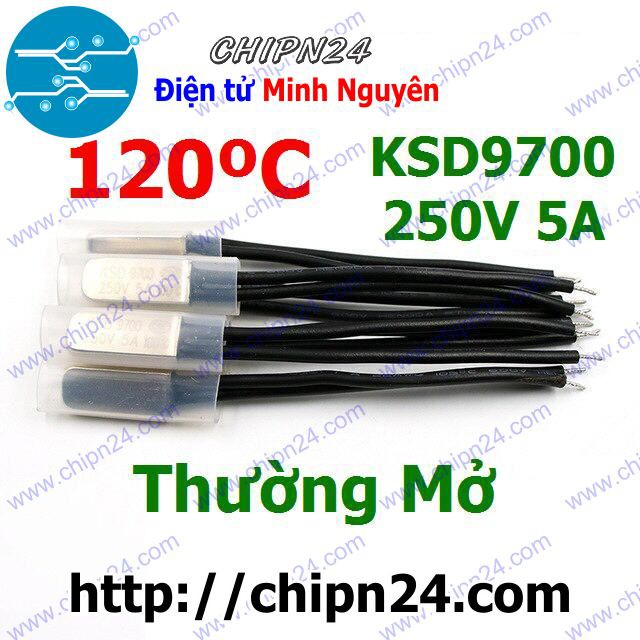 [1 CÁI] (F77) Cầu Chì Nhiệt KSD9700 Thường Mở 120 Độ Kim Loại (5A 250VAC)