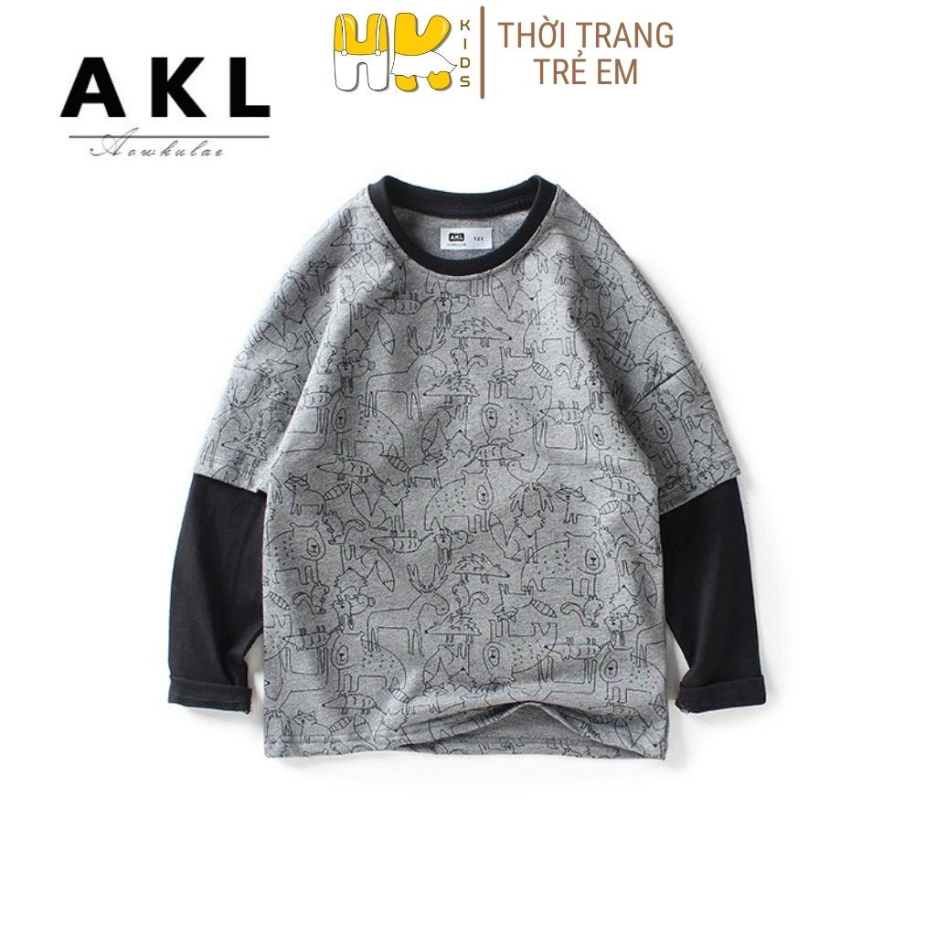 Áo thun dài tay bé trai AKL, áo phông thu đông cao cấp chất COTTOT mềm mịn size đại cho các bé lớn - HK KIDS (2943)