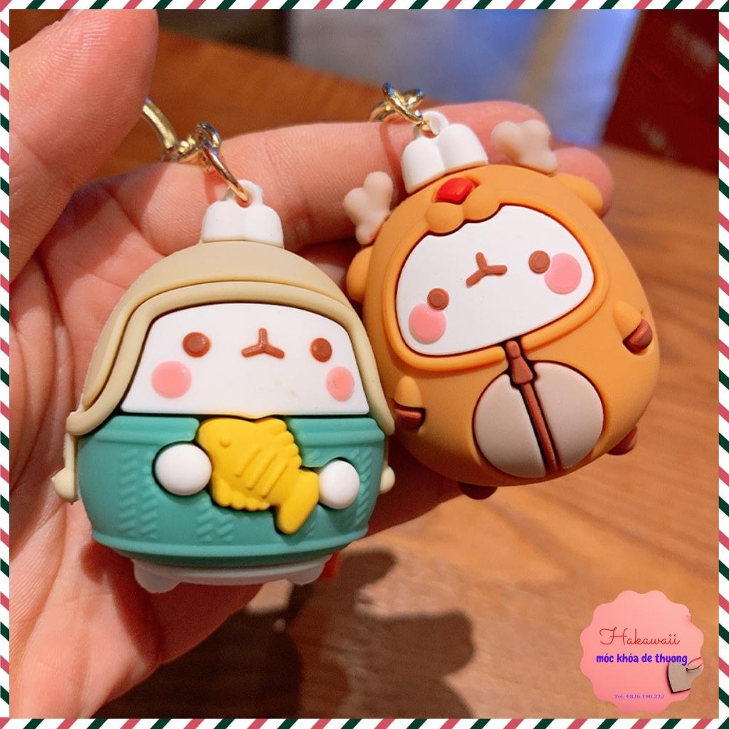 Móc khóa bé Molang nhiều màu, móc khóa cặp đôi, dùng làm móc khóa treo túi xách, balo