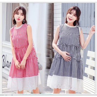 ĐẦM BẦU VÁY BẦU THỜI TRANG CÔNG SỞ  CA RÔ 2 MÀU