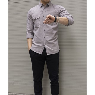 Sơ mi denim kaki nam