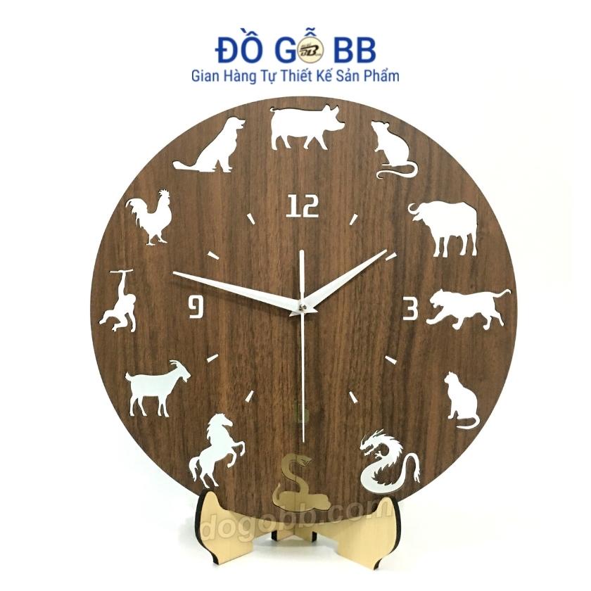 Đồng Hồ Gỗ Treo Tường Decor Trang Trí Hình Con Vật 12 Con Giáp - Đồ Gỗ BB