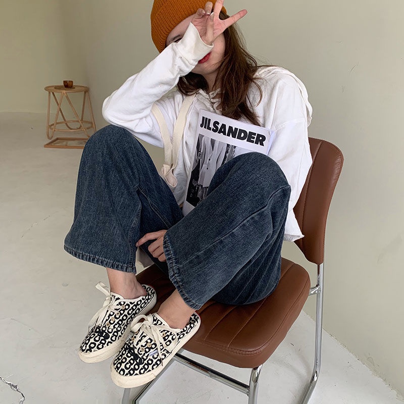 Quần Jean Nữ Lưng Cao Ống Rộng Thời Trang Hàn Quốc