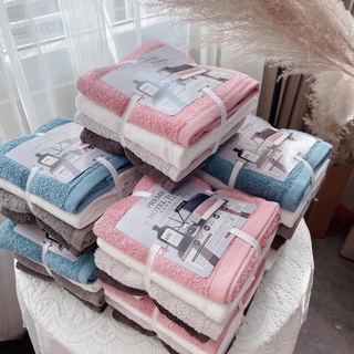 Khăn Tắm Hàn Quốc Set 4 Cái Hàng Xuất Khẩu Chất Liệu Cotton Dệt Bông Cao Cấp