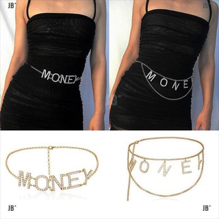 JB"Vintage Waist Chain Accessories Crystal  Letter Belt Body Women Jewelry