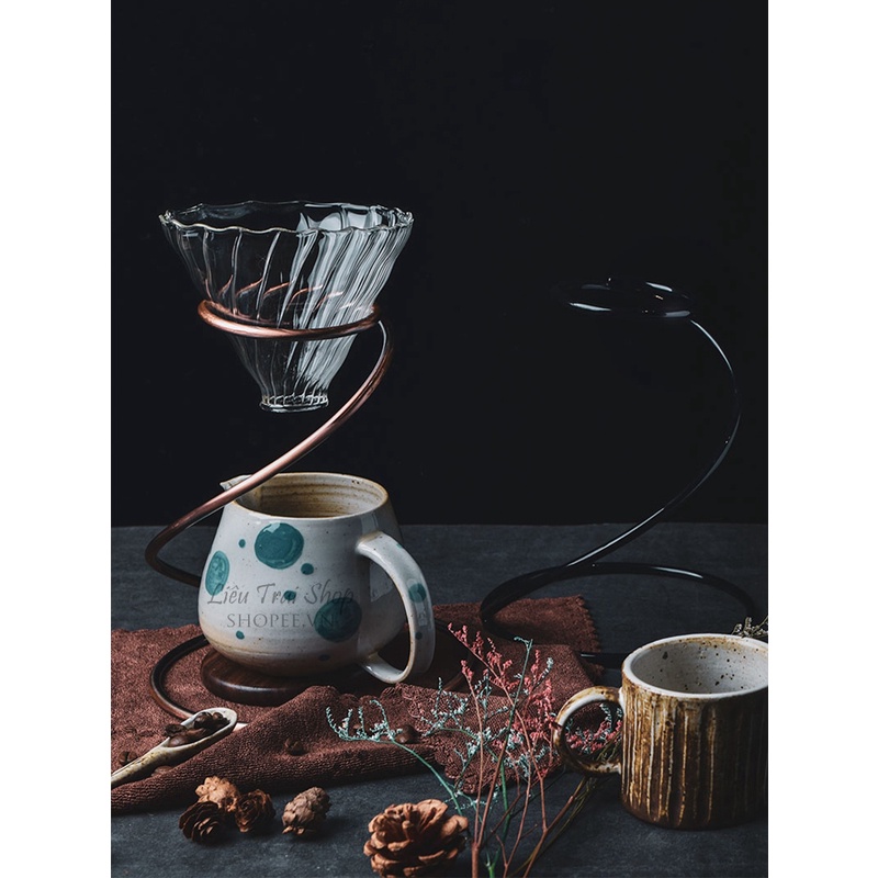 Giá đỡ phếu v60 pha cà phê lọc cafe kim loại xoắn ốc hình con rắn