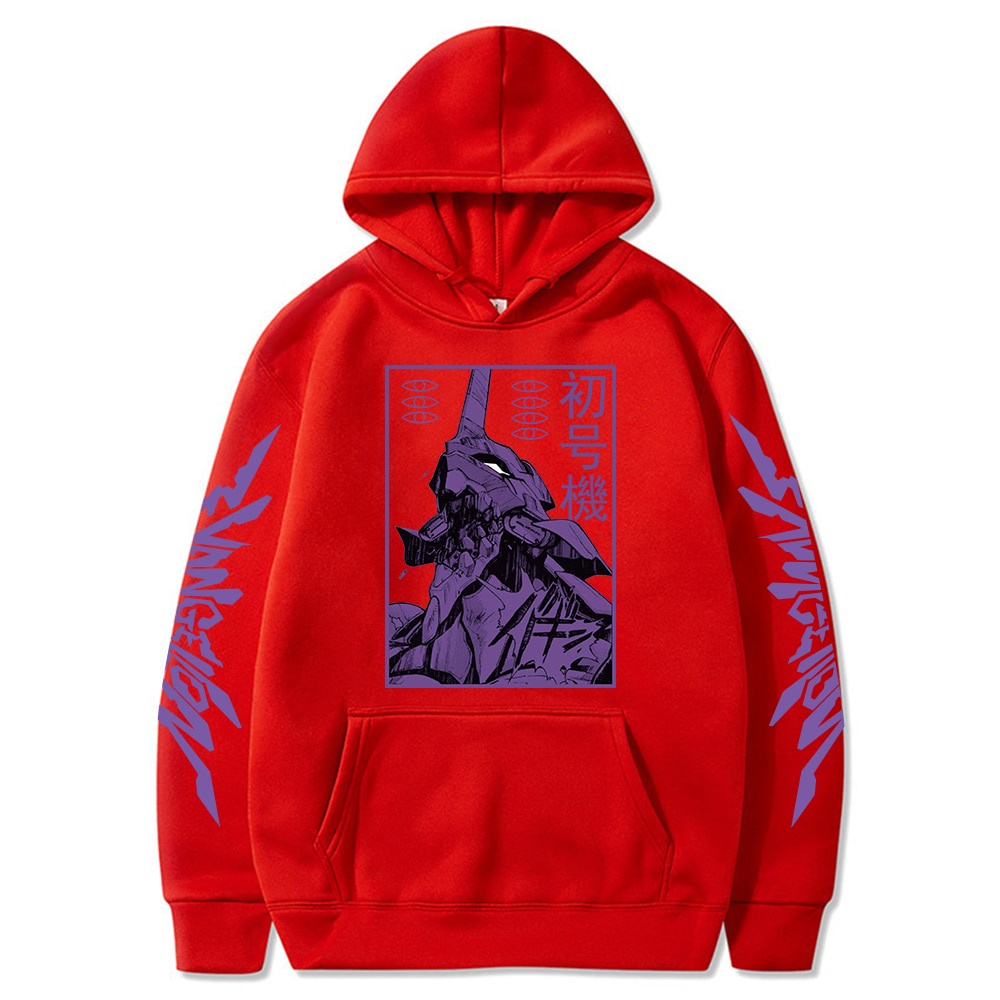 Áo hoodie in hình anime evangelion phong cách đường phố cá tính cho nam và nữ