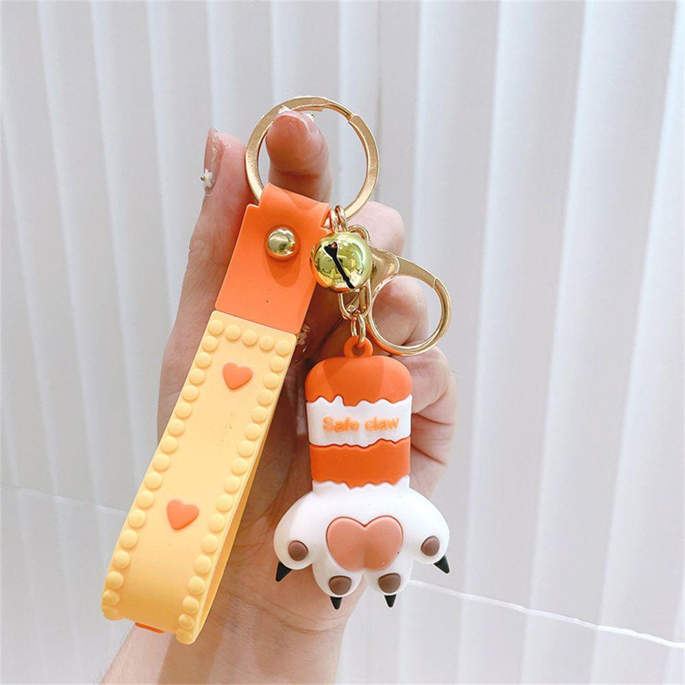 Móc Khóa Hình Dấu Chân Mèo Phối Chuông Xinh Xắn
