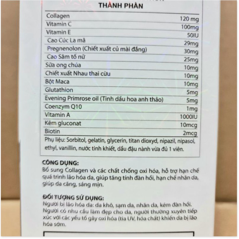 Collagen+C 16000mg đẹp da, chống lão hóa, mờ thâm, trắng da Hộp 60 viên