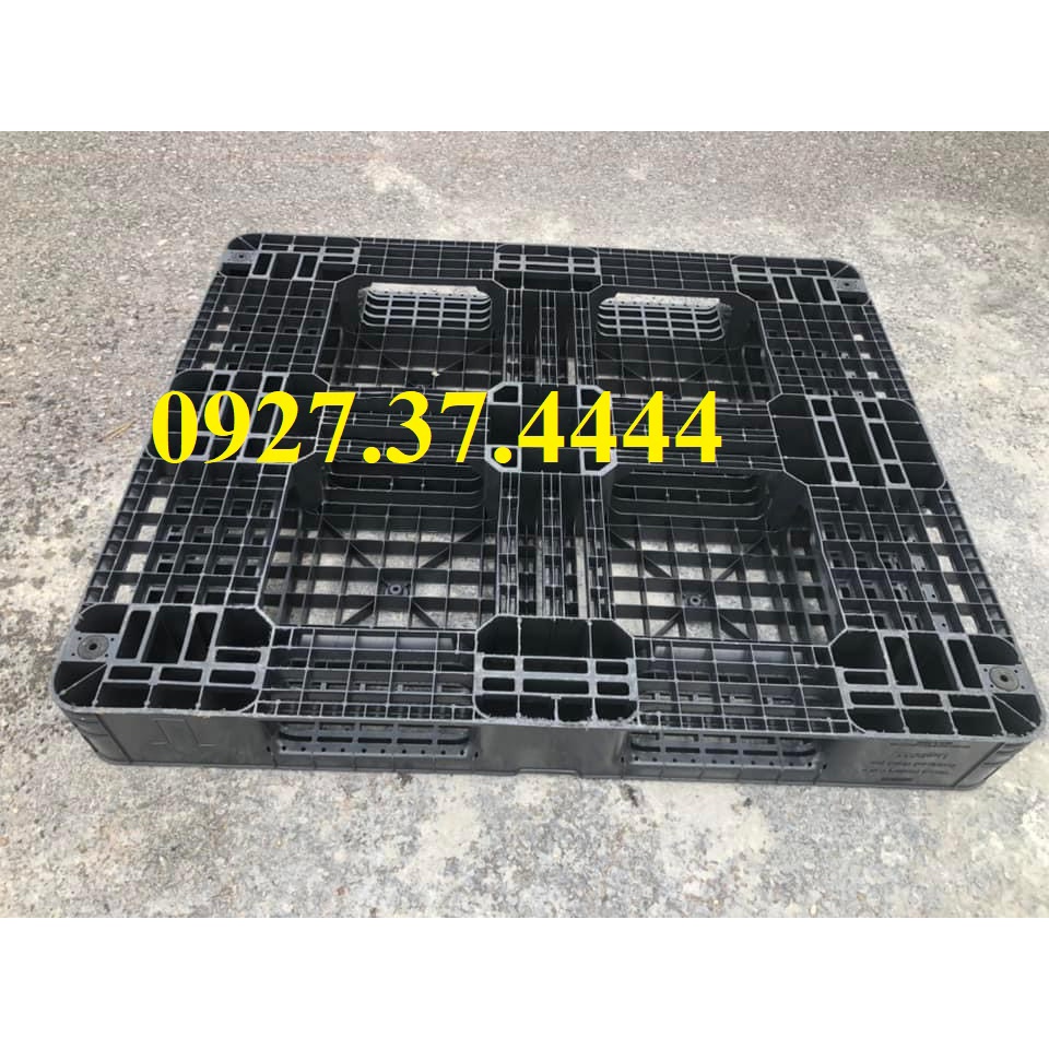 Pallet Nhựa, Pallet 130x110x12cm/ Tải Trọng 1500Kg/ Màu Đen/ Pallet Nhựa 1 Mặt/  MPallet Nhựa Kê Hàng/ Pallet Cũ Giá Rẻ