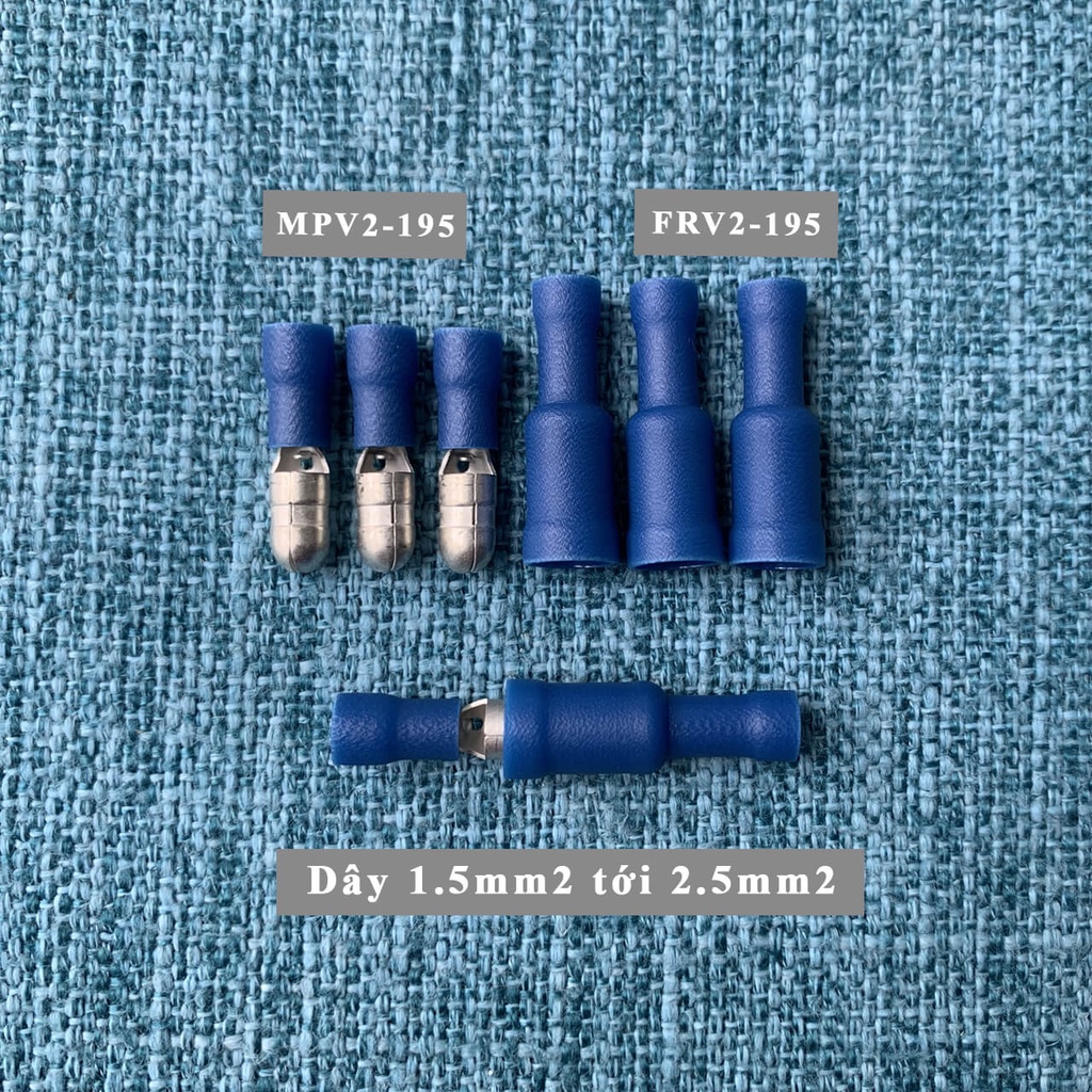 Đầu cos nối nhanh đực cái - Dạng đầu đạn - Dây 1.5mm2 tới 2.5mm2 - MPV2-195 FRV2-195