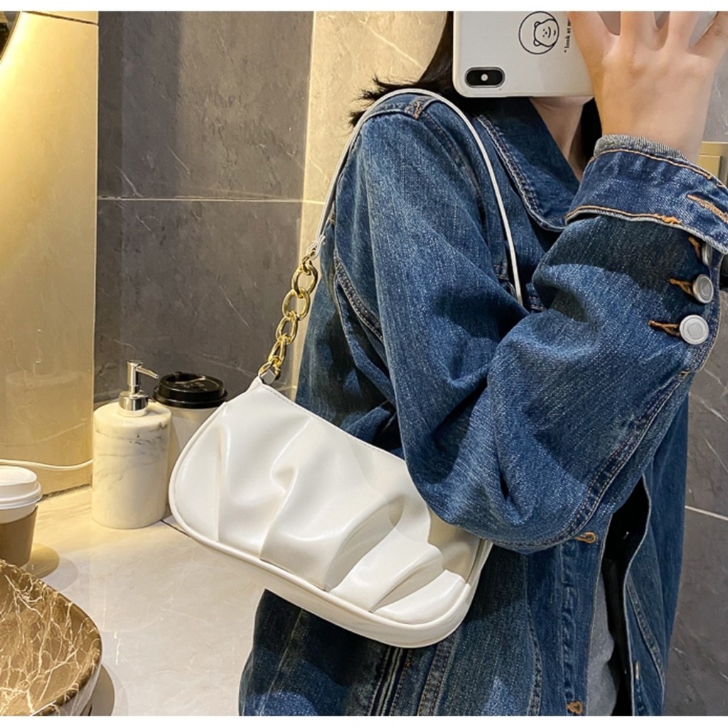 Túi kẹp nách phối dây xích thời trang da mềm đẹp phong cách hàng quốc TD0095