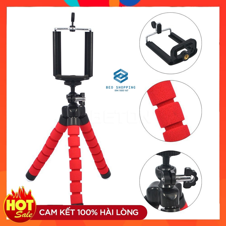 [HCM] Tripod 3 Chân Bạch Tuộc Nhện - Tặng Kèm Đầu Kẹp Điện Thoại - 3 màu