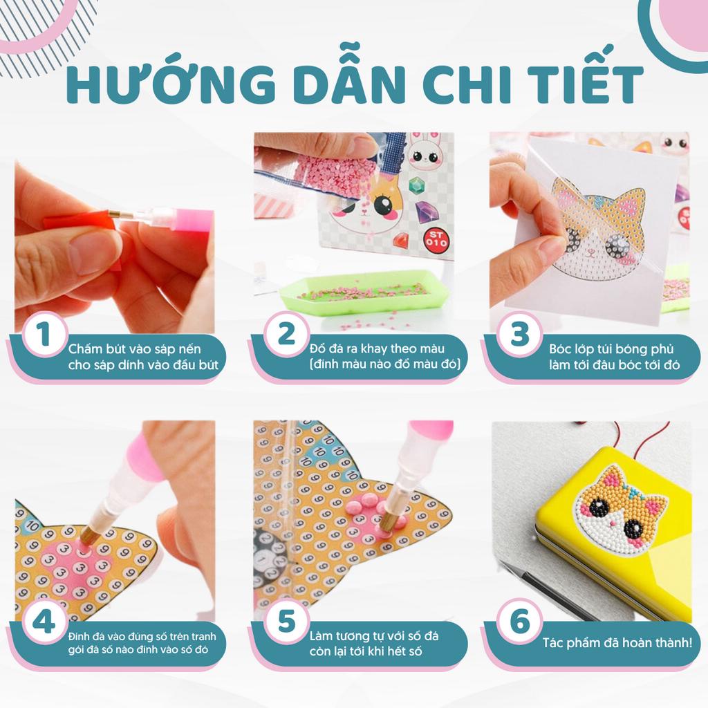 Bộ Tranh Đính Đá 5D DIY Công Chúa Hình Dán Đáng Yêu Không Kèm Khung Giúp Bé Rèn Luyện Tính Kiên Trì Sáng Tạo