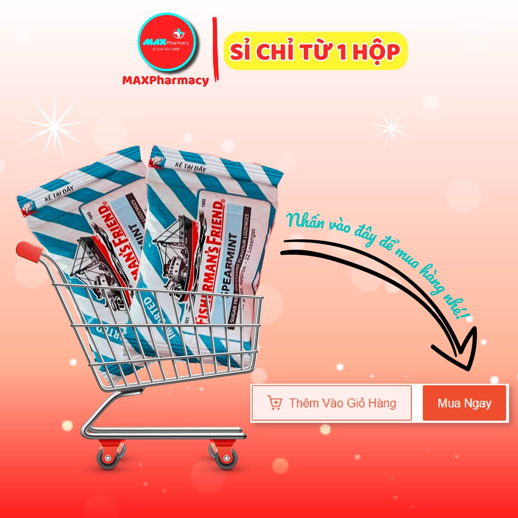 HỘP 24 GÓI Kẹo Cay Con Tàu Không Đường Fisherman's Friend Spearmint  25g
