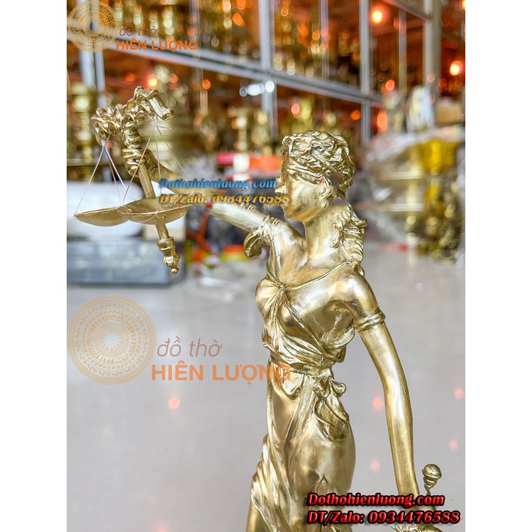 Tượng Nữ Thần Công Lý Bằng Đồng Vàng Nguyên Chất Cao 27cm, Nặng 1,4kg Đẹp Tinh Xảo