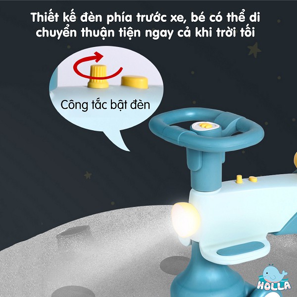 Xe lắc chòi chân có đèn nhạc cho bé Arolo Holla màu xanh