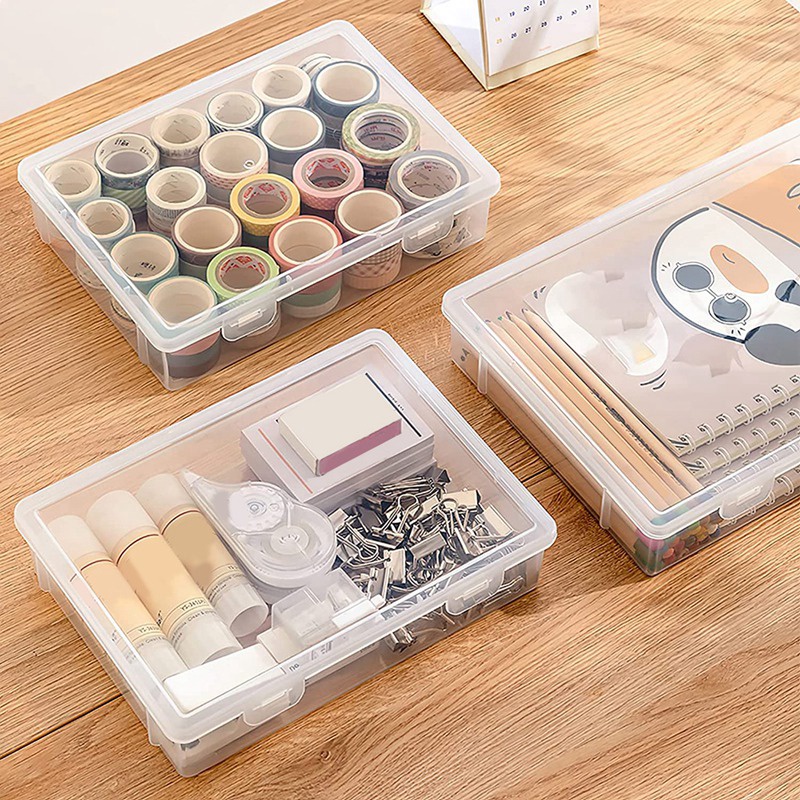 Set 12 Hộp Nhựa Rỗng Trong Suốt Kích Thước 8X5X1.75 Inch Có Thể Xếp Chồng Tiện Dụng