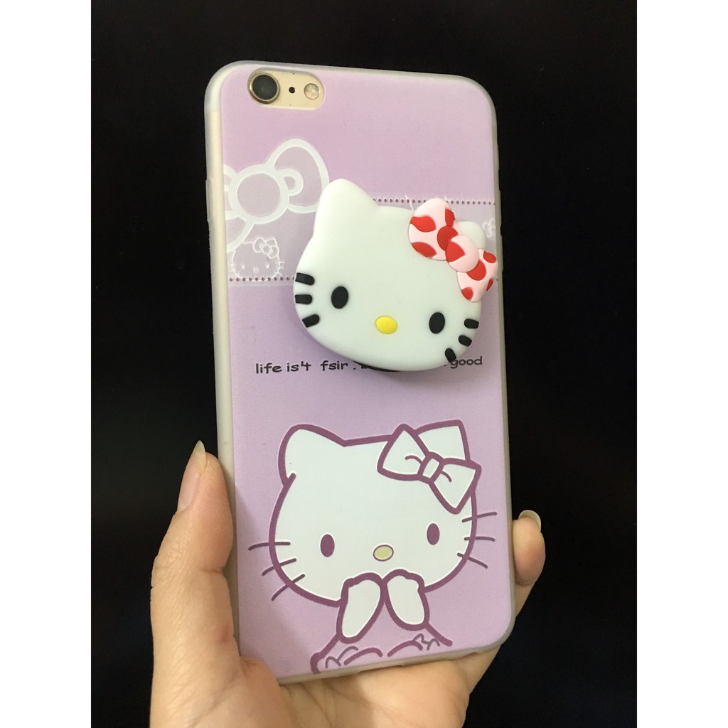 ỐP IPHONEỐp Lưng Iphone Hello Kittyy  - Cho Iphone 6 6s 6Plus 6sPlus 7Plus 8Plus X - (Tặng kèm giá đỡ)