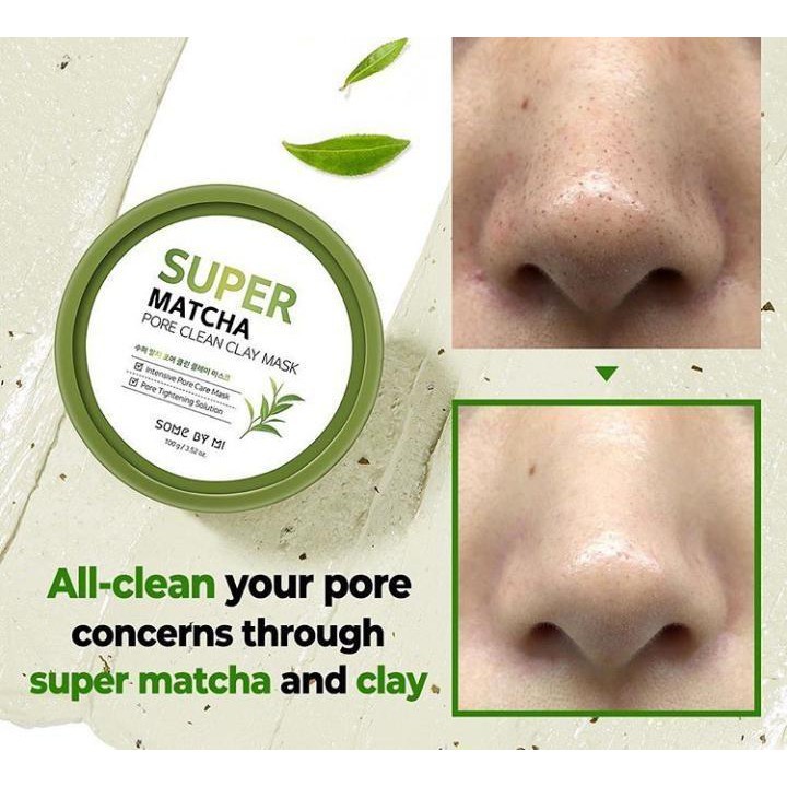 Mặt nạ dưỡng da đất set làm sạch lỗ chân lông Some By Mi Super Matcha Pore Clean Clay Mask 100g