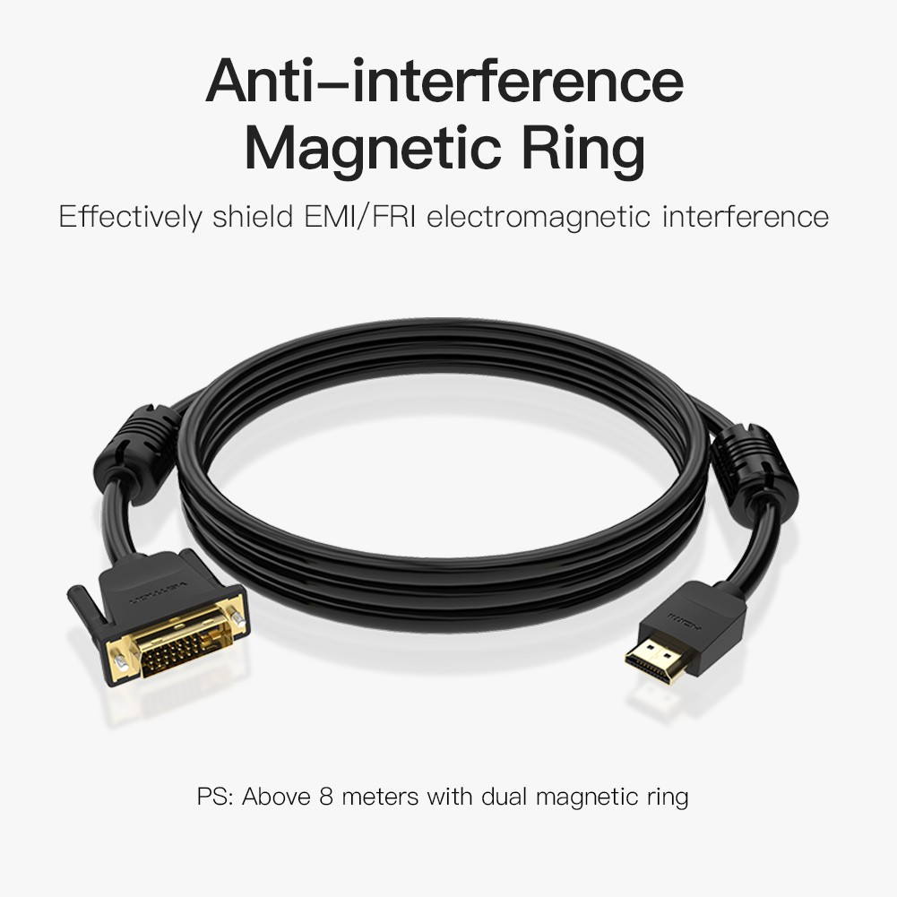 VENTION Dây Cáp Chuyển Đổi hdmi Sang dvi 24 + 1 male Hỗ Trợ 1080p Cho Laptop Vga Sang hdmi
