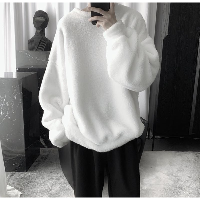 Áo sweater cổ tròn dáng rộng phong cách Hàn Quốc độc đáo cho cặp đôi