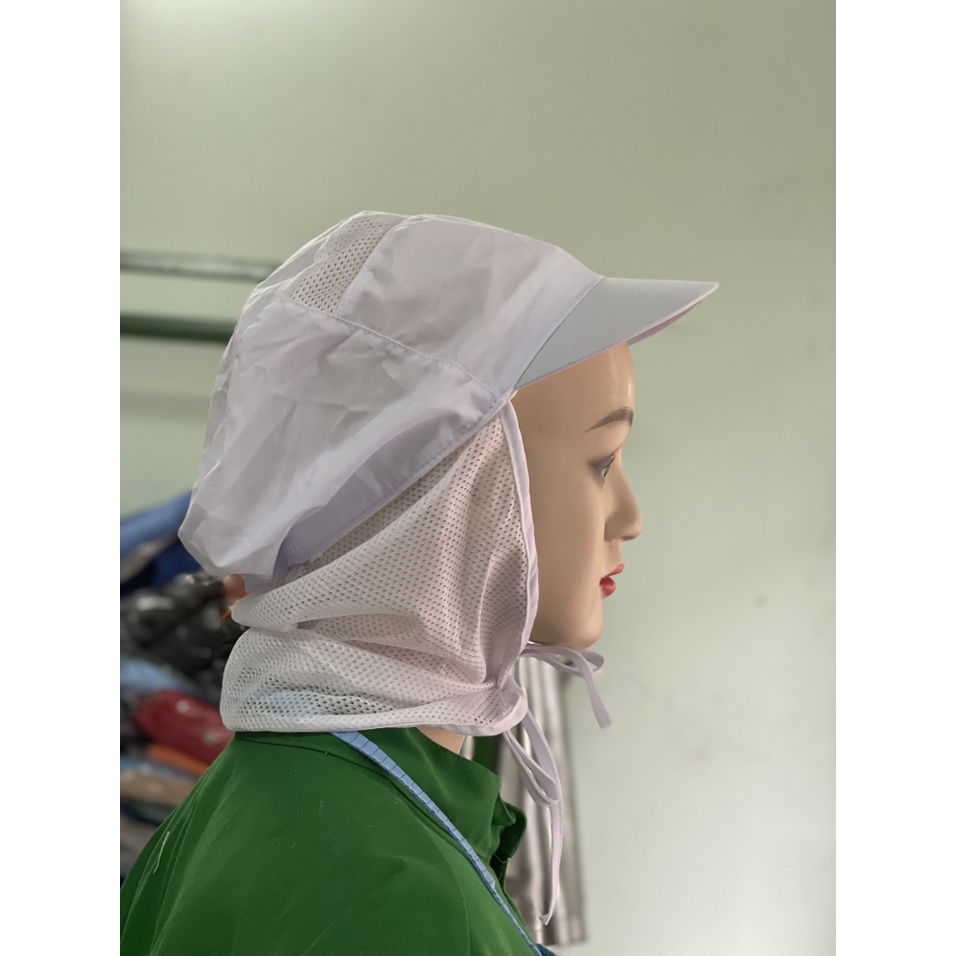NÓN KẾT LƯỚI VẢI SILK CỘT DÂY MÀU TRẮNG CHUYÊN DÙNG _ HÌNH CHỤP THẬT