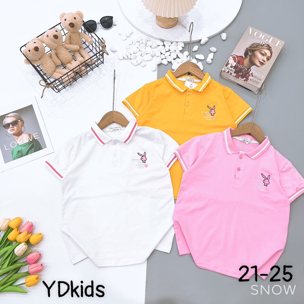 Áo phông thun có cổ cotton bé gái đi học đi chơi