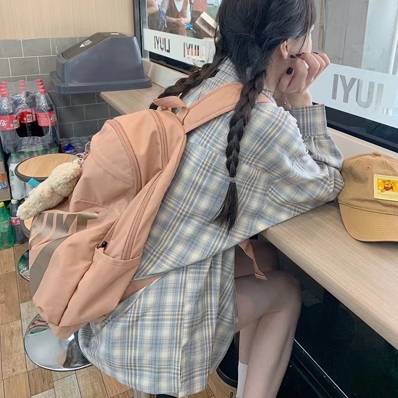 SUXI Áo Sơ Mi Caro Tay Dài Cổ Vuông Dáng Rộng Trẻ Trung Hợp Thời Trang Cho Bạn Gái