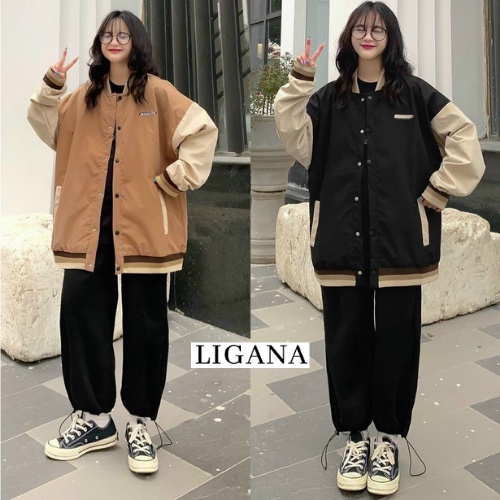 Áo khoác dù Bomber WASNOTP form rộng 2 lớp LIGANA Áo khoác nam nữ phong cách Hàn Quốc