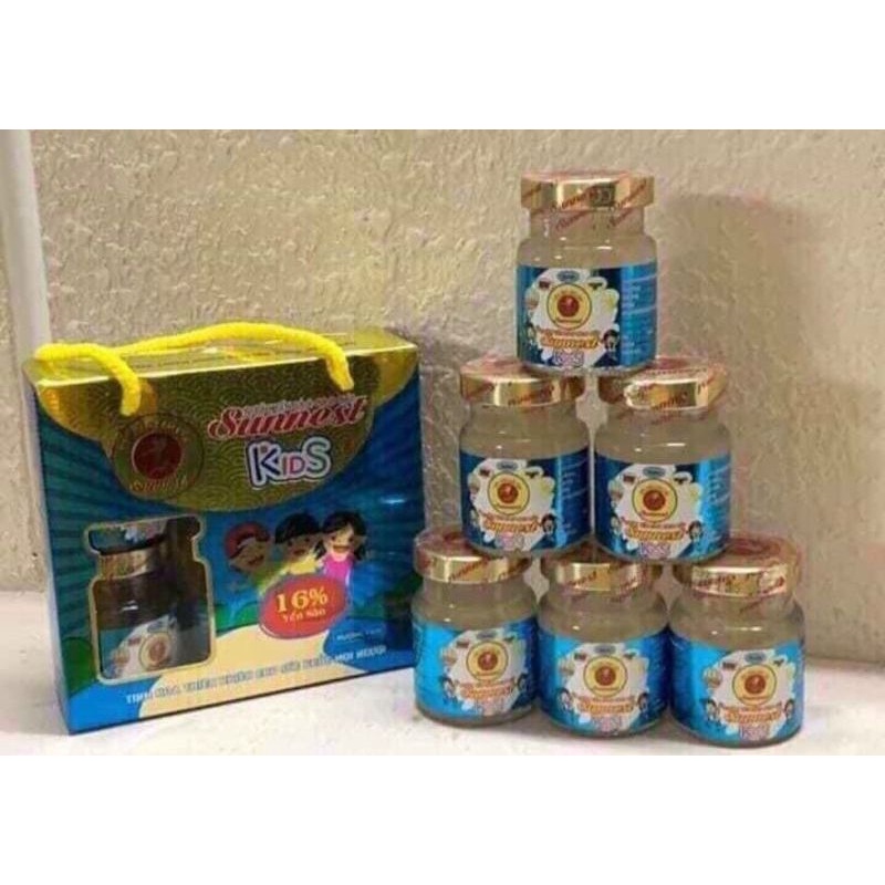 Hộp Yến Sào cao cấp cho trẻ em SUNNEST KIDS 16% tổ yến, 70ml x 6 lọ
