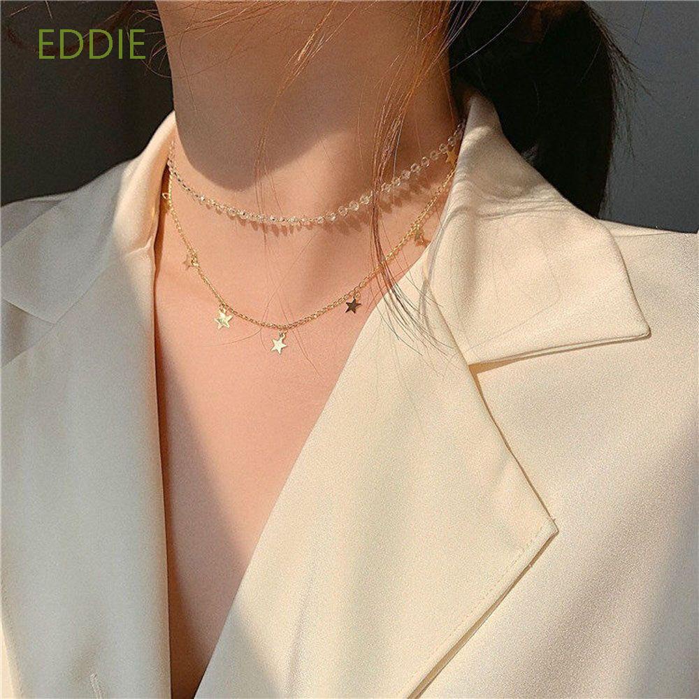 Vòng cổ nhiều lớp đính hạt trong suốt hình ngôi sao thời trang cho nữ