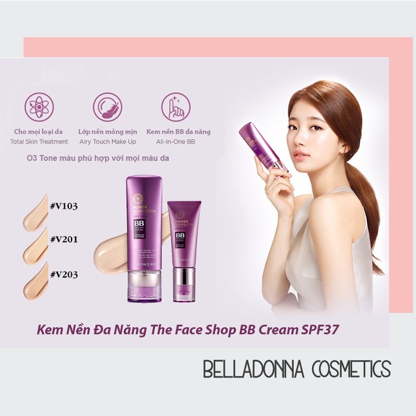Kem Nền Che Khuyết Điểm Kiềm Dầu Trang Điểm Đa Năng The Face Shop Power Perfection BB Cream SPF37 PA ++ 20g/40g