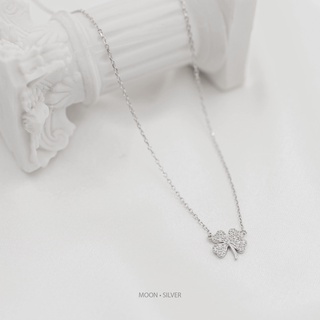 Dây chuyền bạc nữ 925 cỏ bốn lá đính đá vòng cổ bạc nữ Moon Silver, trẻ trung nữ tính