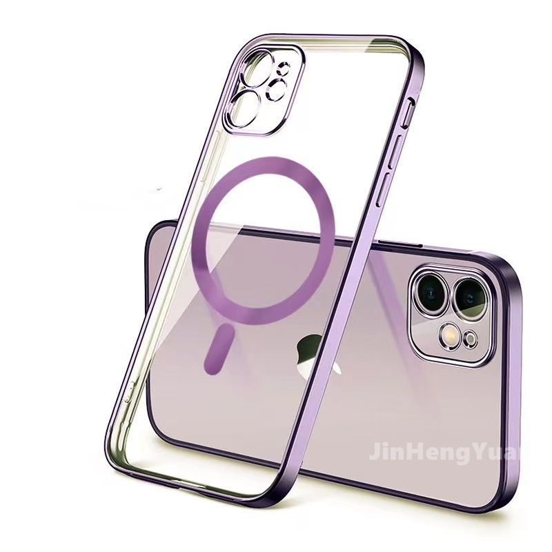 Ốp điện thoại silicone trong suốt mạ điện có nam châm dành cho IPhone 13 12 11 Pro Max 12Mini 13 Mini