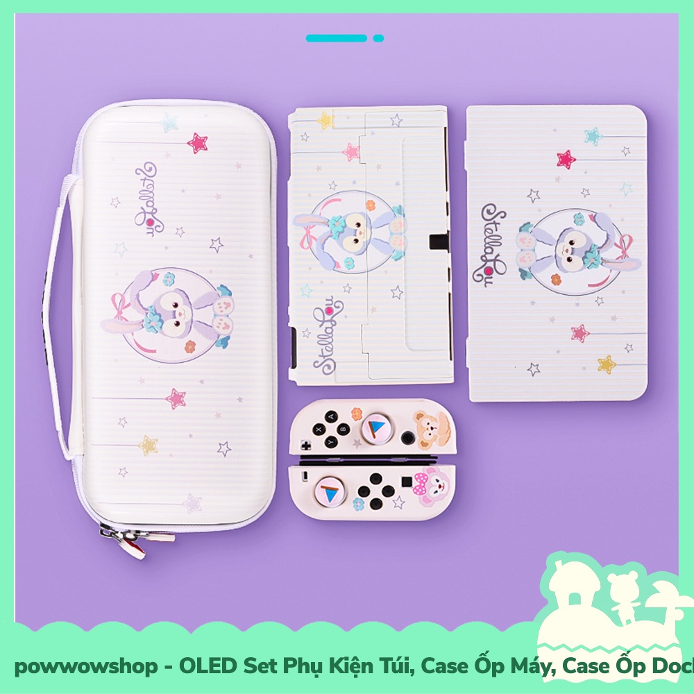 [Sẵn VN - Hỏa Tốc] OLED/V1/V2 Set Phụ Kiện Case Ốp Máy, Ốp Dock Cho Máy Game Nintendo Switch OLED Phong Cách Stella Lou