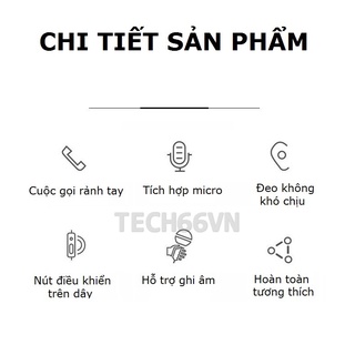 Tai nghe có dây nhét tai cho điện thoại có micro đàm thoại cổng jack cắm ip âm thanh HIFI