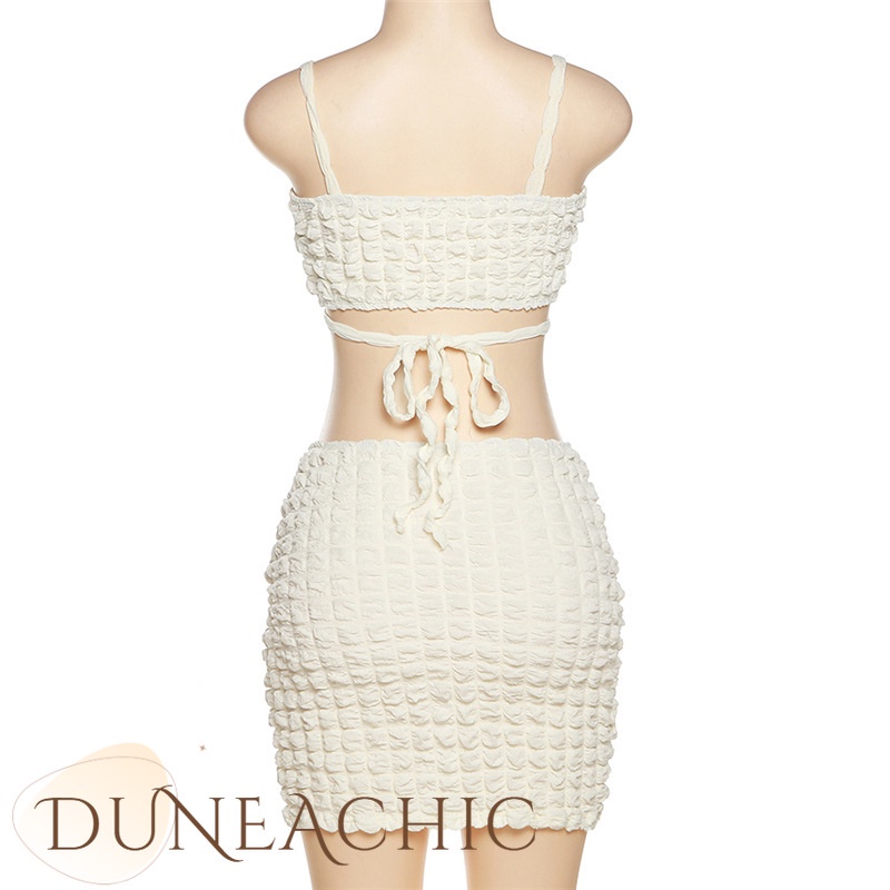 DUNEA Set Áo Tank Top Và Chân Váy Lưng Cao Thời Trang Cho Nữ